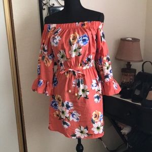 Hint of Blush Off Shoulders Dress